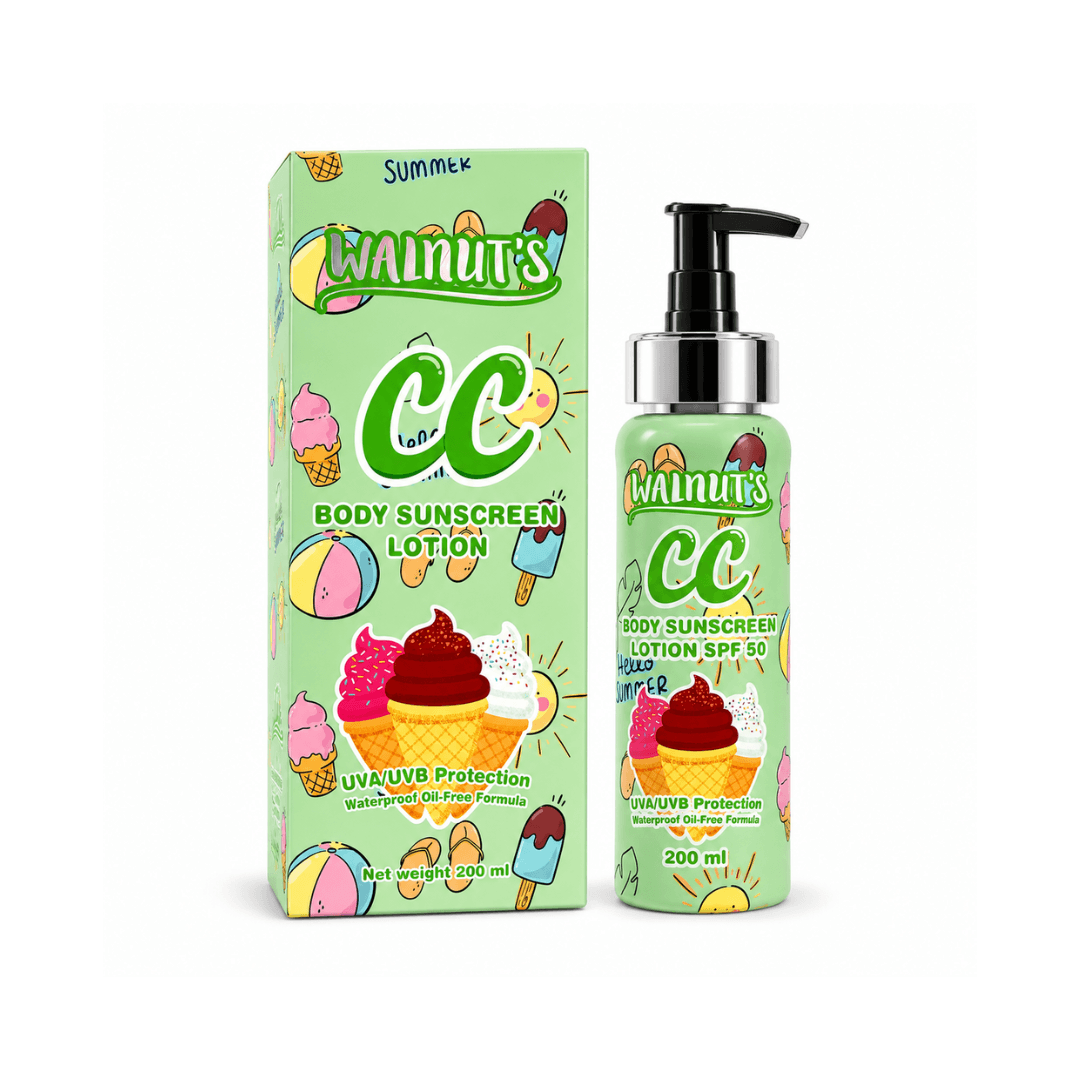 Walnuts CC Body Sunscreen Lotion 200ml dry-touch body care lotion suitable for warm and humid climates