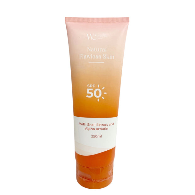 WC Natural Flawless Skin Body Lotion with SPF 50, Snail Extract & Arbutin - VS Bombshell Scent, 250ml /8oz