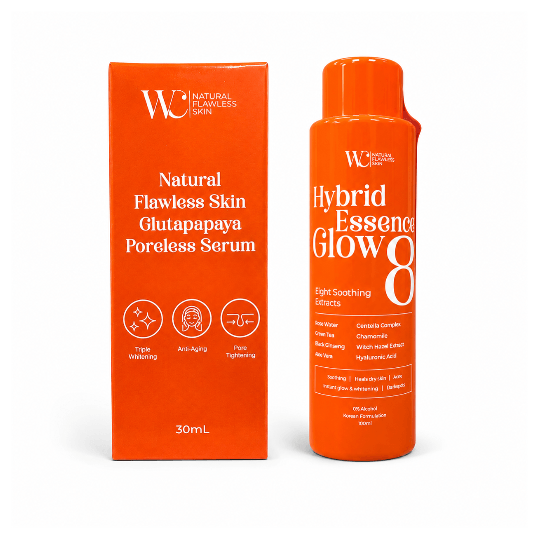 WC Natural Flawless Skin Hybrid Essence Toner 100ml lightweight facial toner with 8 botanical extracts for everyday hydration.