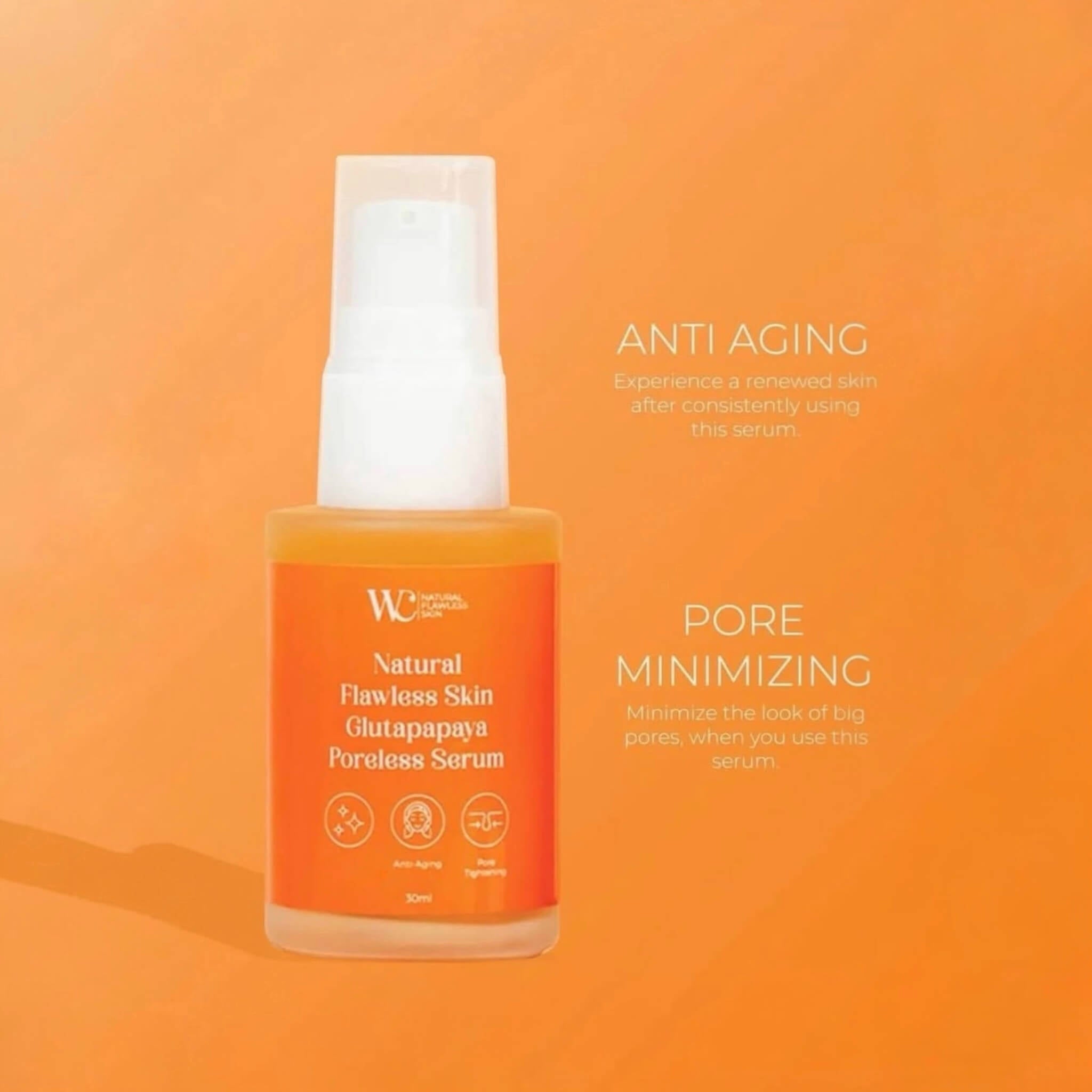 WC SKIN Natural Flawless Skin Glutapapaya Poreless Serum 30ml helps soften skin texture