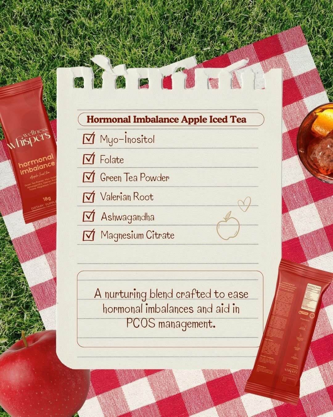 Wellness Whispers Apple Iced Tea powdered drink easy to mix beverage