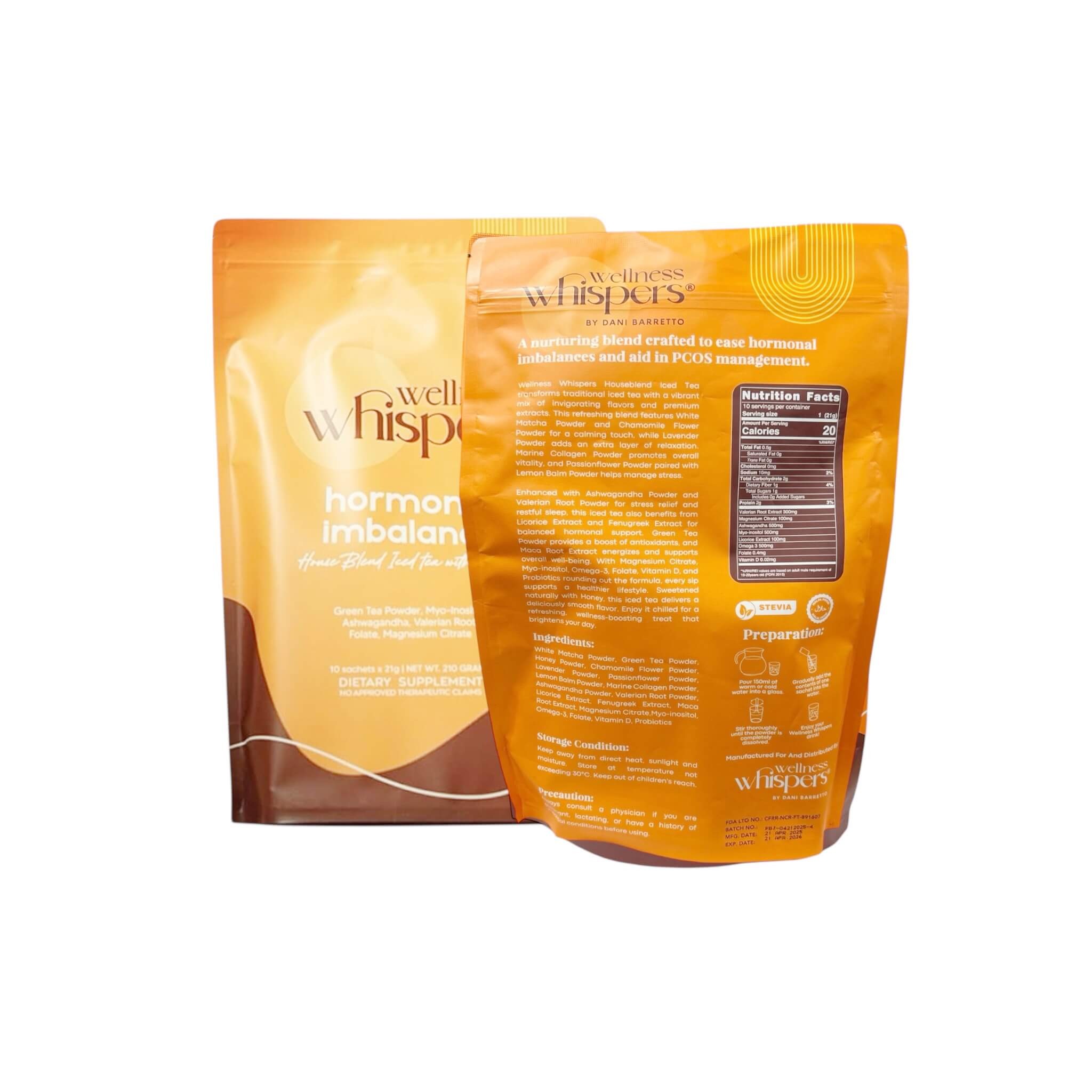 Wellness Whispers Hormonal Imbalance Powdered Drinks uses plant-based components