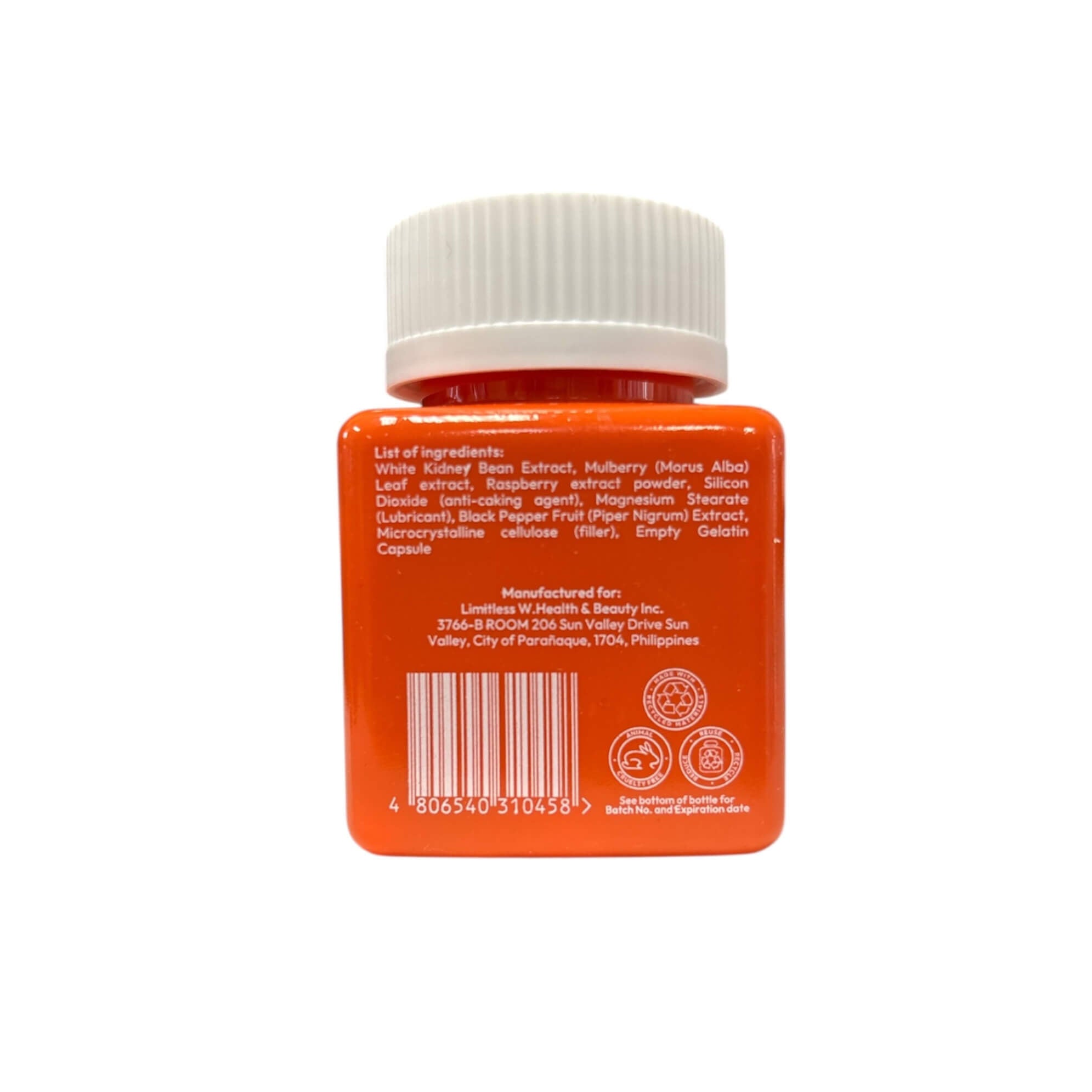 Whealthy Goodness W-CarbControl Capsules showing complete product information and usage