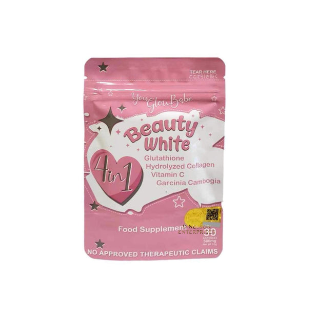 You Glow Babe BEAUTY WHITE 4 in 1 Glutathione Capsules, Japan Formula 30 Count