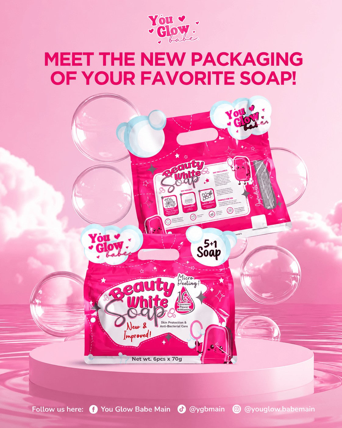 You Glow Babe Beauty White Soap gently cleanses while helping maintain soft, smooth and refreshed-feeling skin.