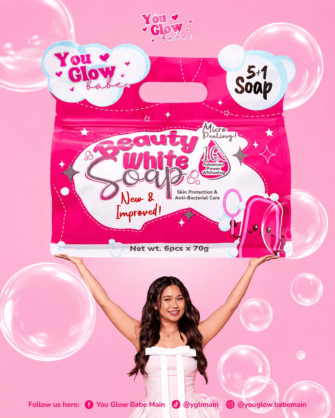 You Glow Babe Beauty White Soap creates a rich creamy lather that removes dirt, excess oil and everyday impurities.