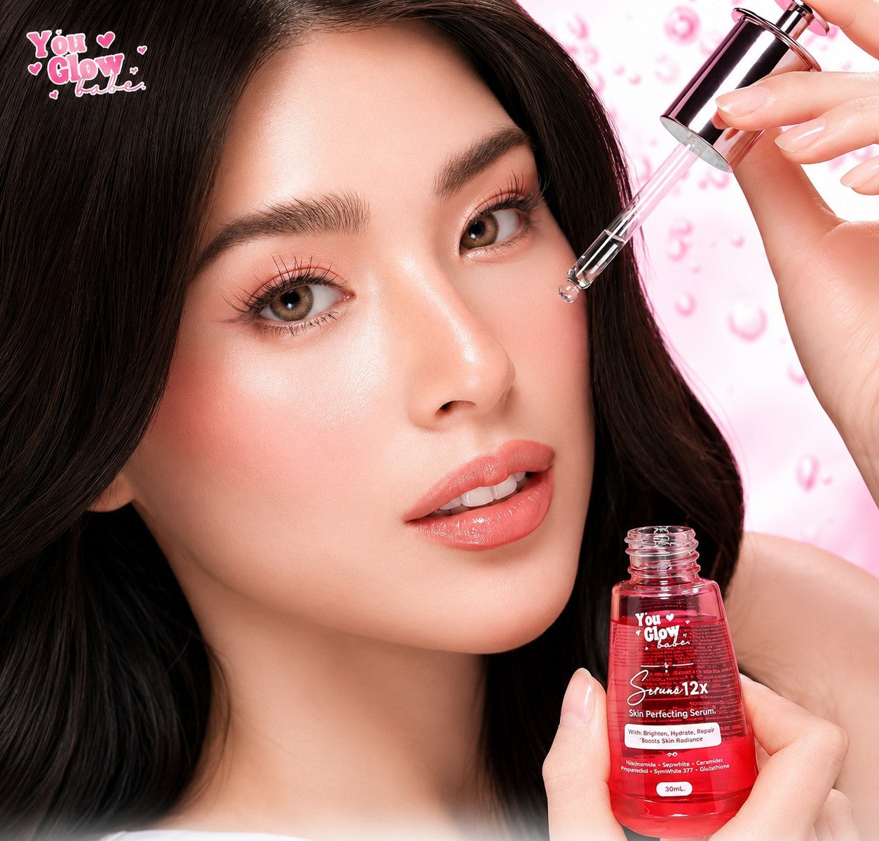 You Glow Babe Serum 12X Skin Perfecting Serum 30mL with Ceramides for a smooth-looking skin routine.