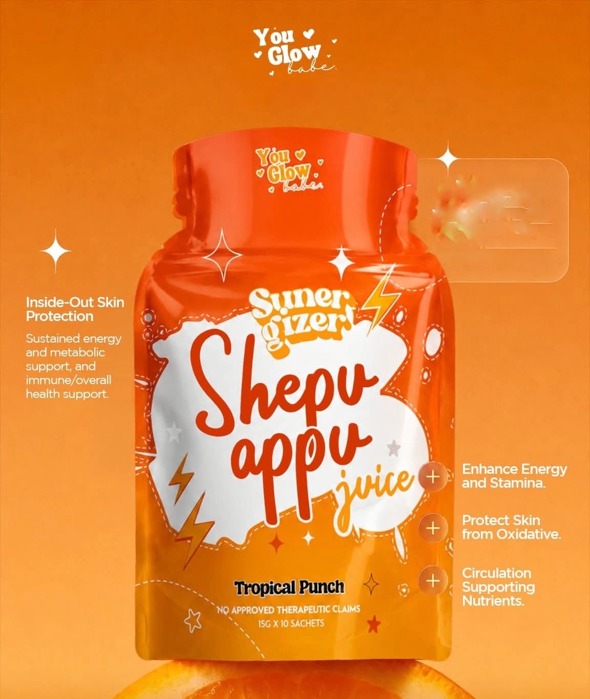 You Glow Babe Shepu Appu Juice Tropical Punch fruity powdered drink mix