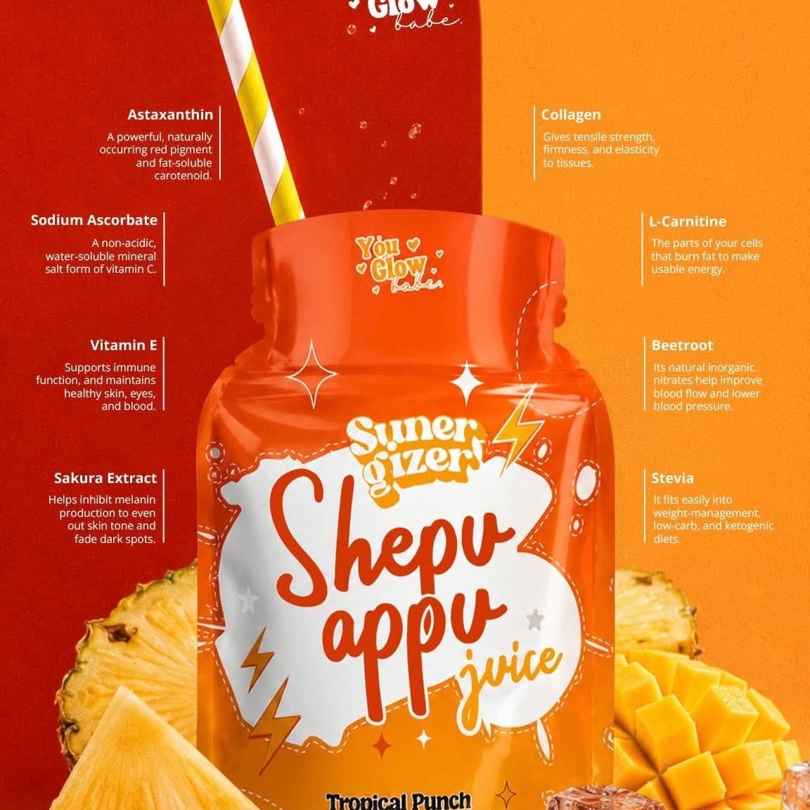 You Glow Babe Shepu Appu Juice 15g x 10 convenient single-serve sachets