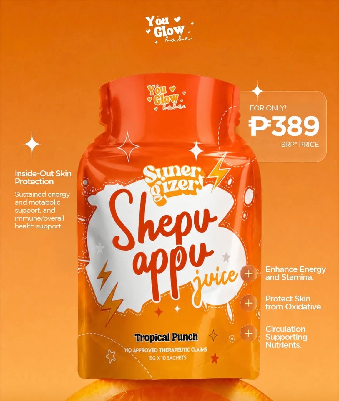 You Glow Babe Shepu Appu Juice Tropical Punch with a fruity refreshing flavor