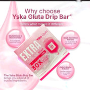Yska Gluta Drip Bar Radiance Soap gentle daily cleansing bar designed to help improve skin texture and promote a fresh, soft finish.