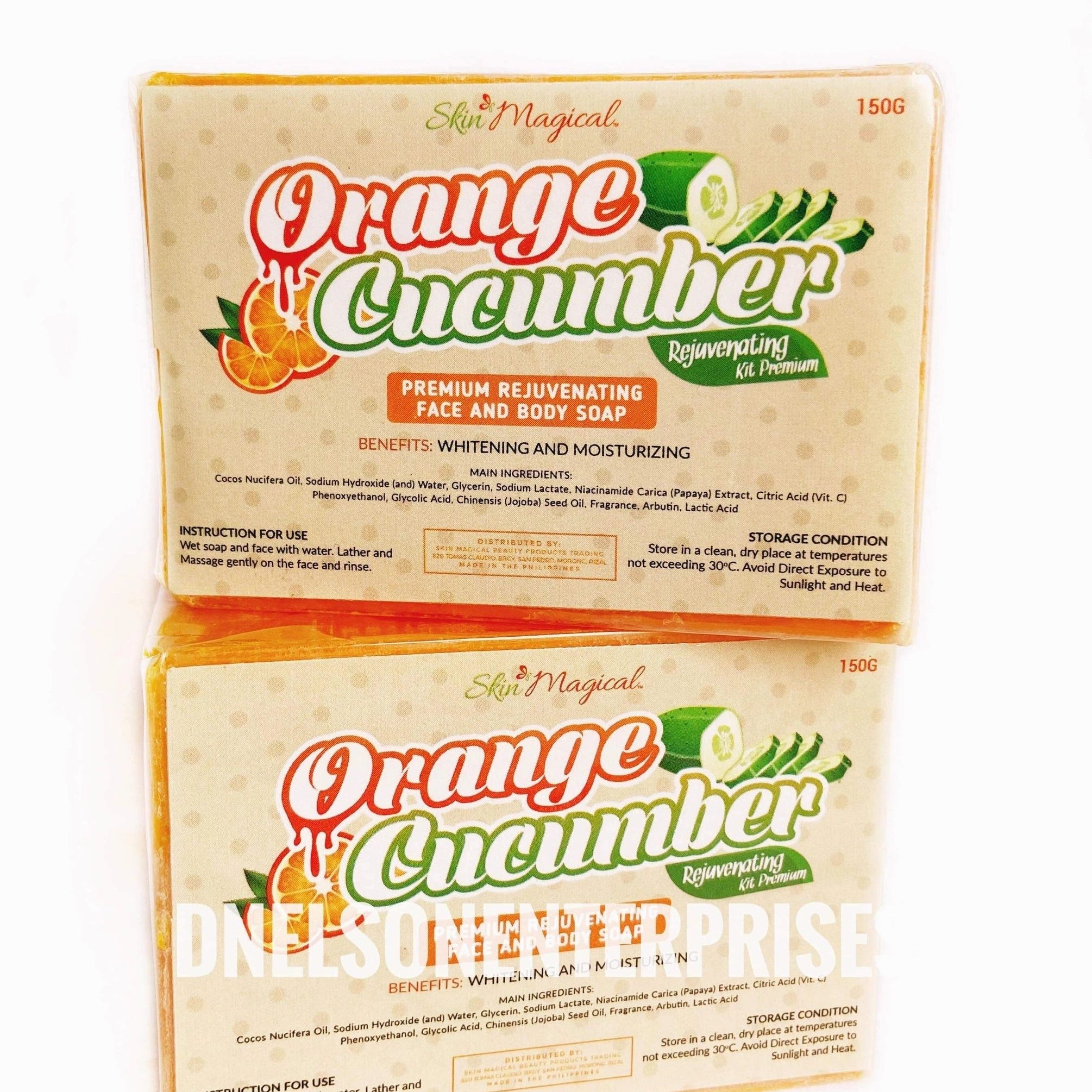 2 Bars Skin Magical Orange Cucumber Premium Rejuvenating Face & Body Soap