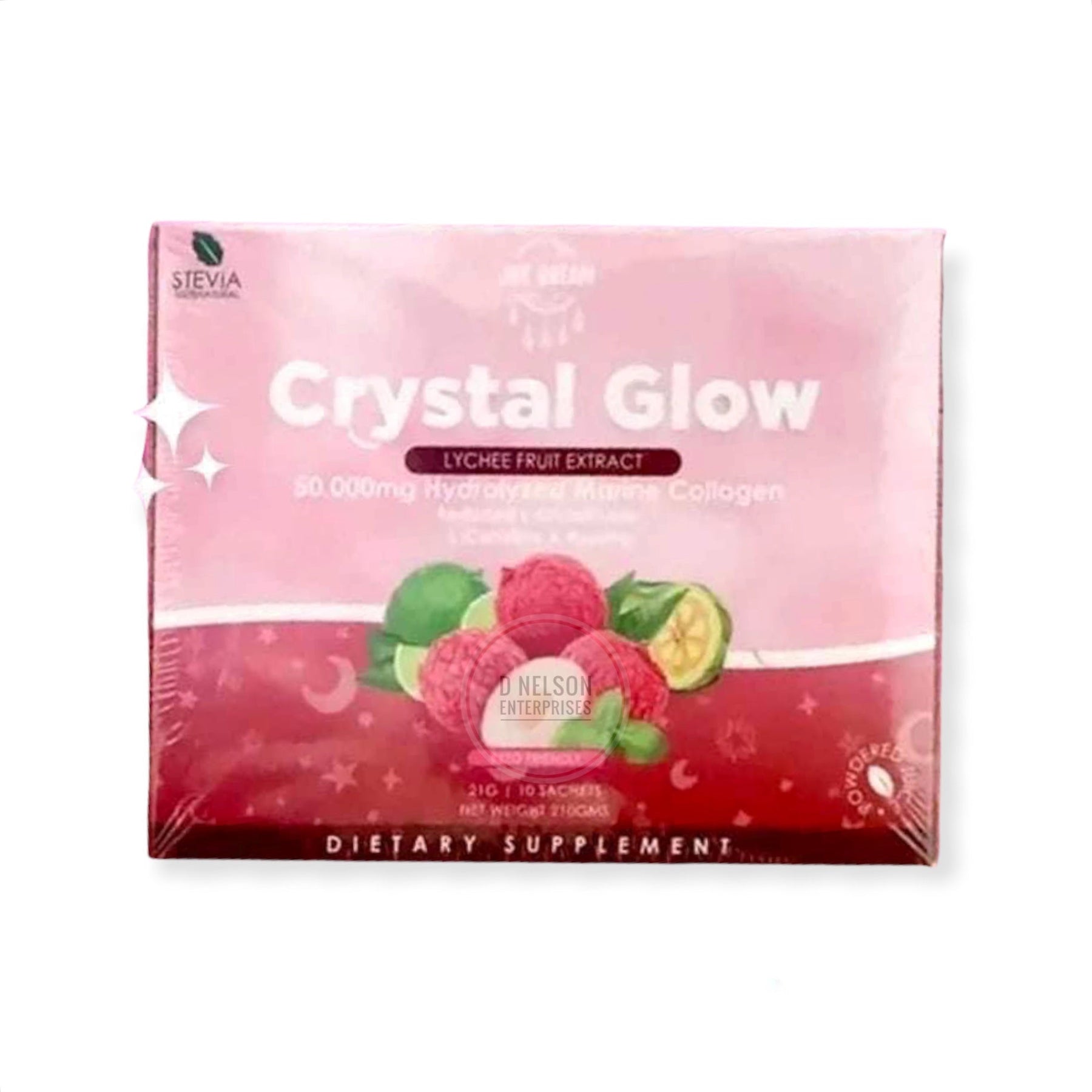 Crystal Glow Lychee Hydrolyzed Marine Collagen Mix 10 Sachets