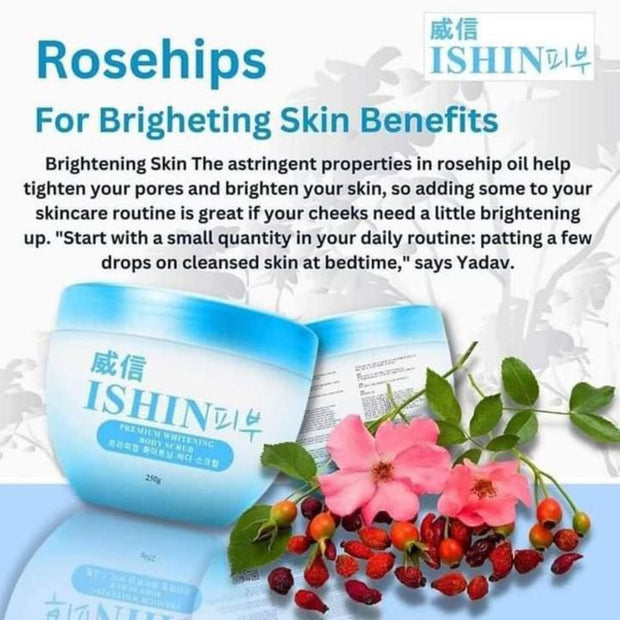 ISHIN Premium Rosehips Face & Body Scrub, 250g