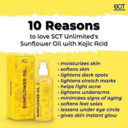 sct sunflower oil with kojic moisturizer lightens dark spots and strecth marks