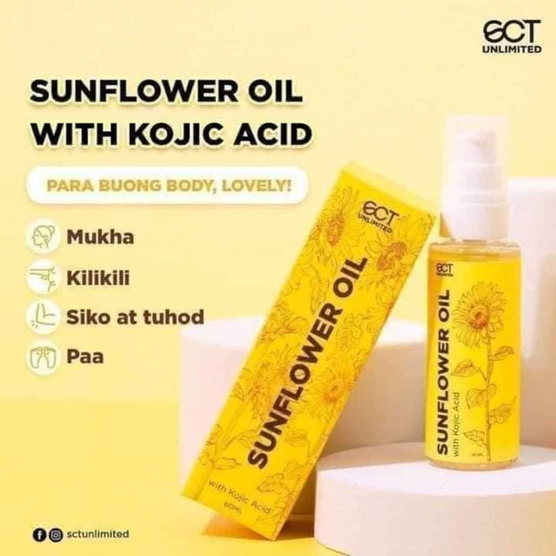 sct unlimited sunflower oil with kojic for face, armpits, dark elbows dark knees
