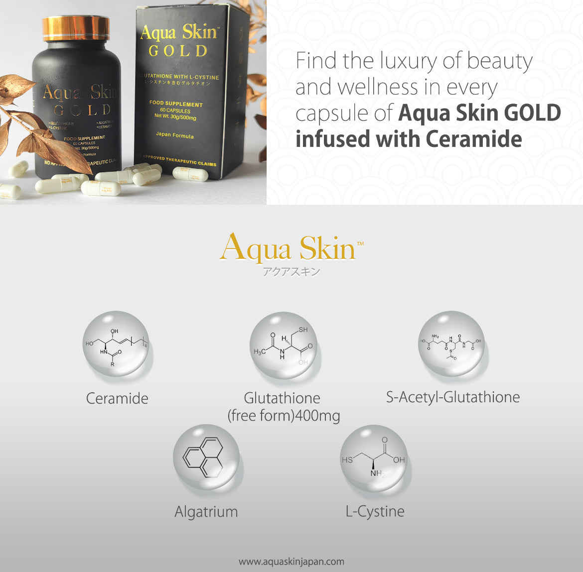 Aqua Skin Gold Glutathione With L-Cystine