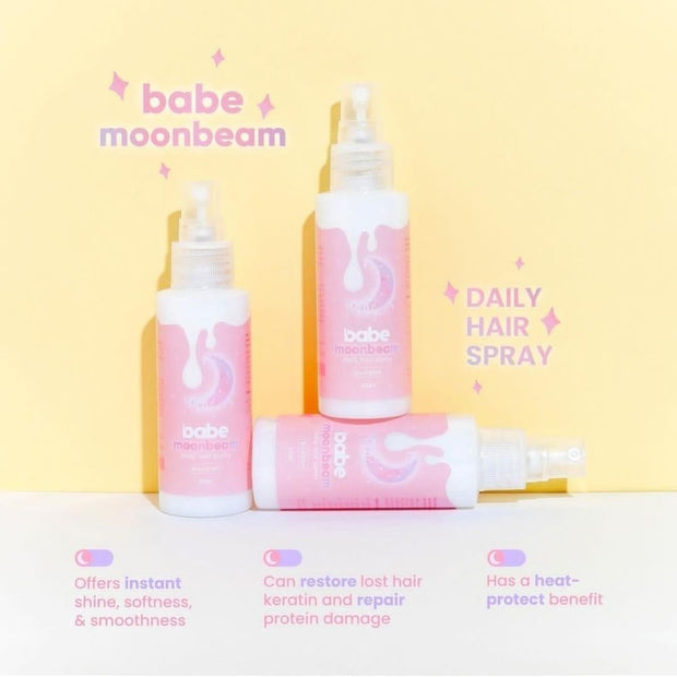 babe formula moonbeam hair spray instant softness & shine heat protect