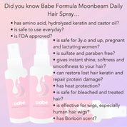 babe formula moonbeam daily hair spray FAQ safe to use sfae for 3 yeras and up