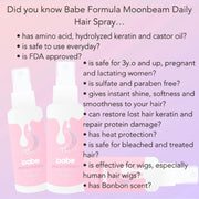 babe formula moonbeam daily hair spray FAQ safe to use sfae for 3 yeras and up