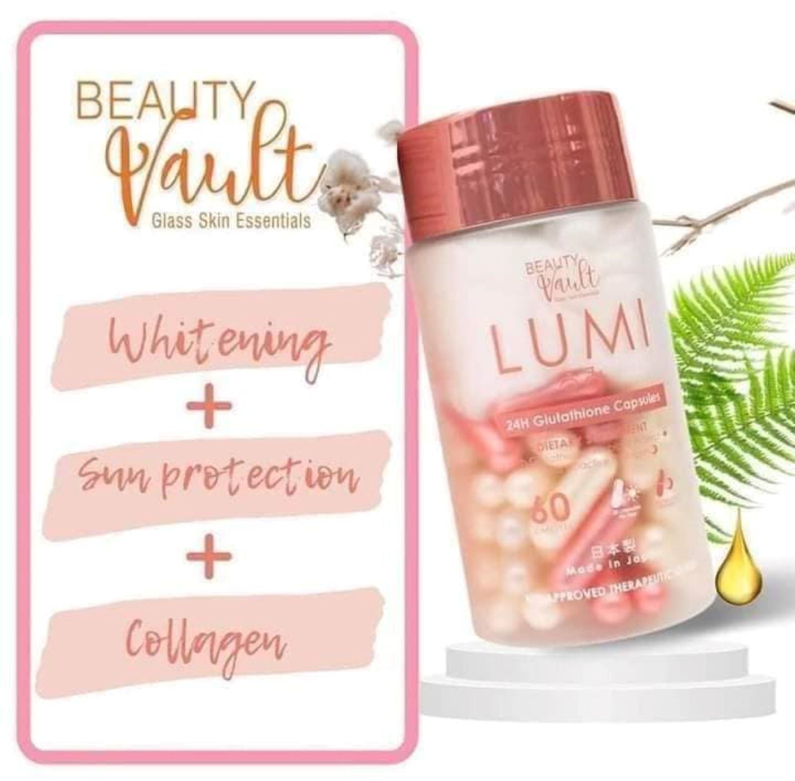 Beauty Vault LUMI 24 H Glutathione Capsules, 60 Caps Beauty Vault LUMI 24 H Glutathione Capsules, 60 Caps