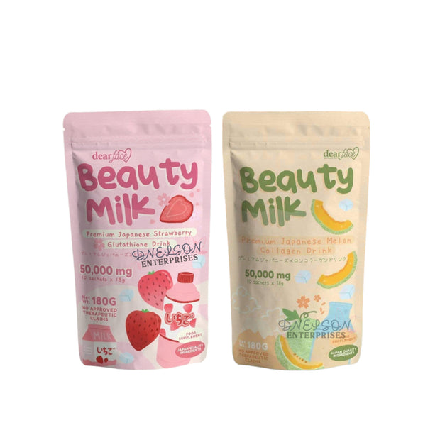 Dear Face Beauty Milk Strawberry and melon Collagen and glutathione powder.