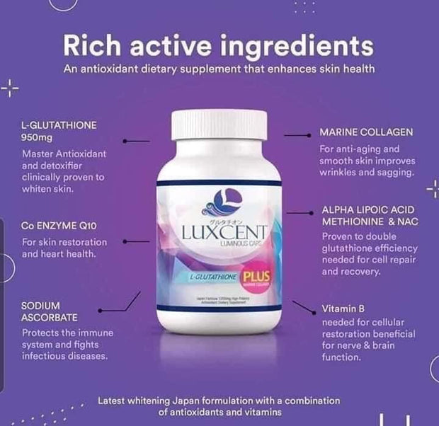 Luxcent Glutathione Capsules with Marine Collagen - 1800mg