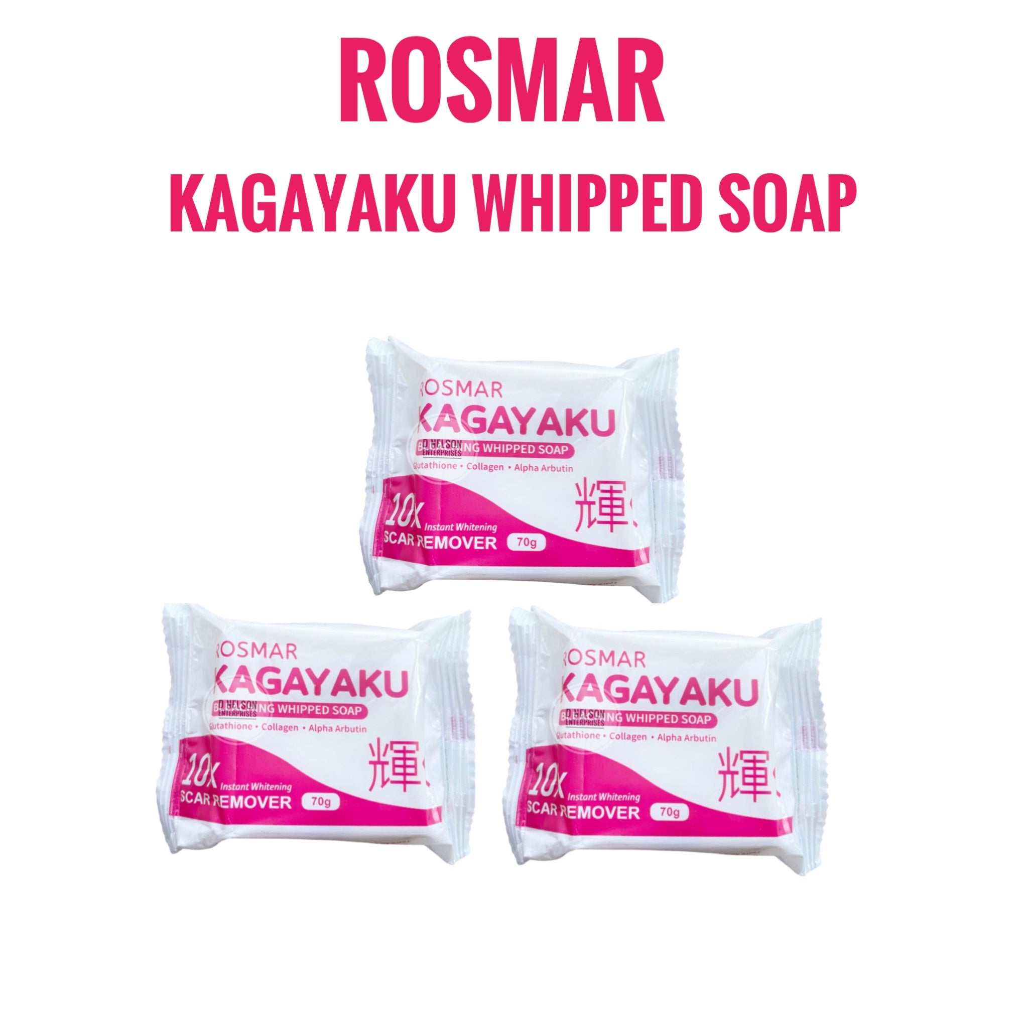 3 Bars ROSMAR Kagayaku Vanilla Whipped Soap Scar Remover, 75g each
