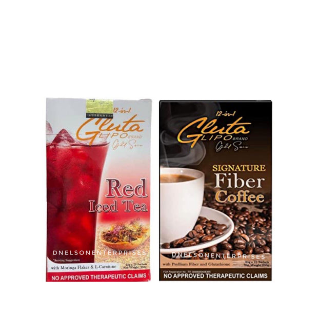 Gluta Lipo - Red Iced Tea and Signature Fiber Coffee 25g x 10 Sachets
