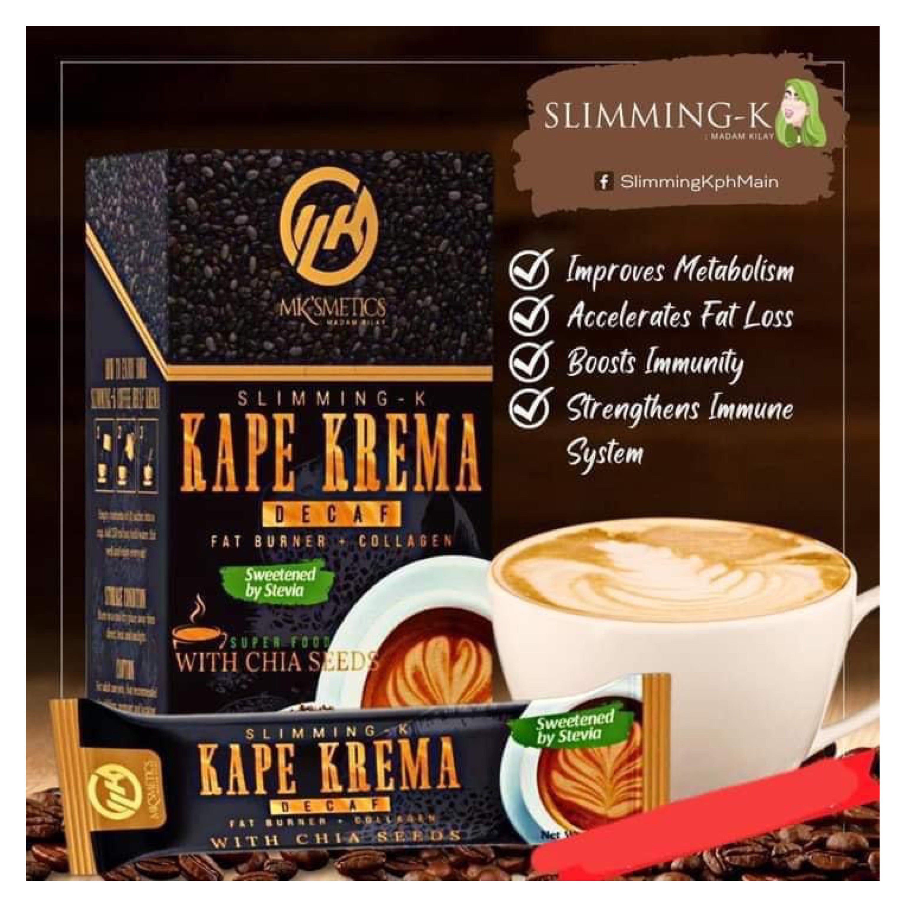 2 Boxes MK’SMETICS Slimming-K KAPE KREMA Decaf Coffee by Madam Kilay