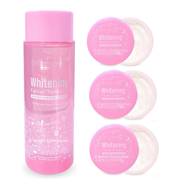 Brilliant Skin Essentials Whitening Facial Whitening Toner & 3 Night Creams
