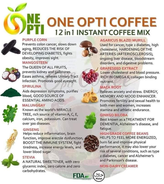 One Opti Coffee 12 in 1 Mix, 10 Sachets