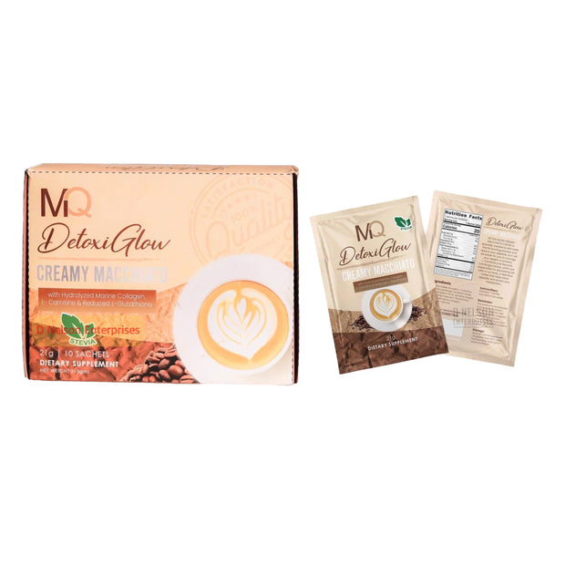 MQ Cosmetics Detoxi Glow Creamy Macchiato Coffee, 21g x 10 Sachets