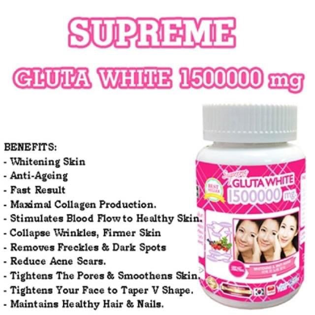 Supreme Gluta White 1500000 mg. Whitening & Anti Aging 30 softgels