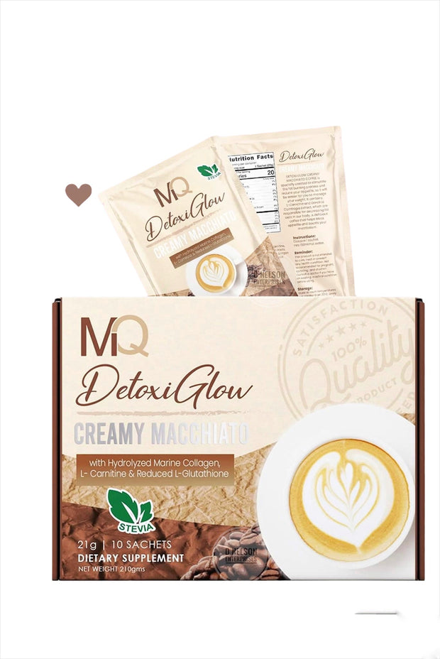 MQ Cosmetics Detoxi Glow Creamy Macchiato Coffee, 21g x 10 Sachets