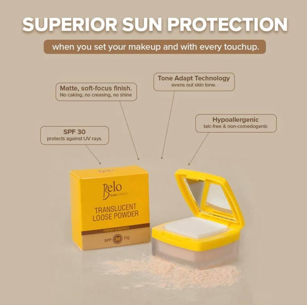 Belo SunExpert Translucent Loose Powder Sunscreen SPF30 10g with FREE 10g Tinted Sunscreen